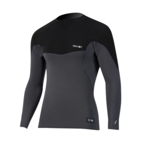 PL Predator Top 2mm neoprene kitesurfing top in black and grey for warmth and flexibility